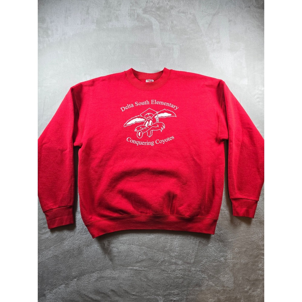 Vintage Sweatshirt XL Fit L Delta South Elementary Conquering Coyotes Y2K *Read